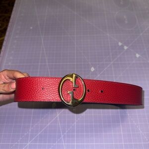 Gucci reversible red and black leather belt with Gold Double-G Style Buckle